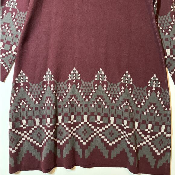 Bob Timberlake Sweater Knit Dress Burgundy Gray Sz XL Aztec Western Southwestern - Picture 10 of 12
